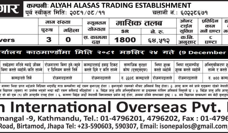 Alyah alasas trading establishment-Mangsir 11,2081